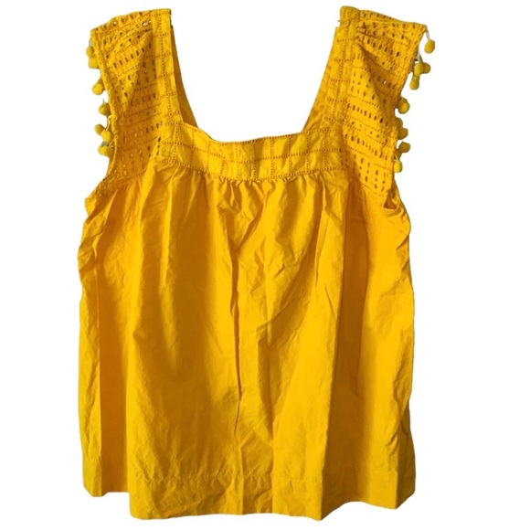 J. Crew Tops - J. CREW | Bohemian Mustard Yellow Blouse with PomPoms Size 12 (NWOT)